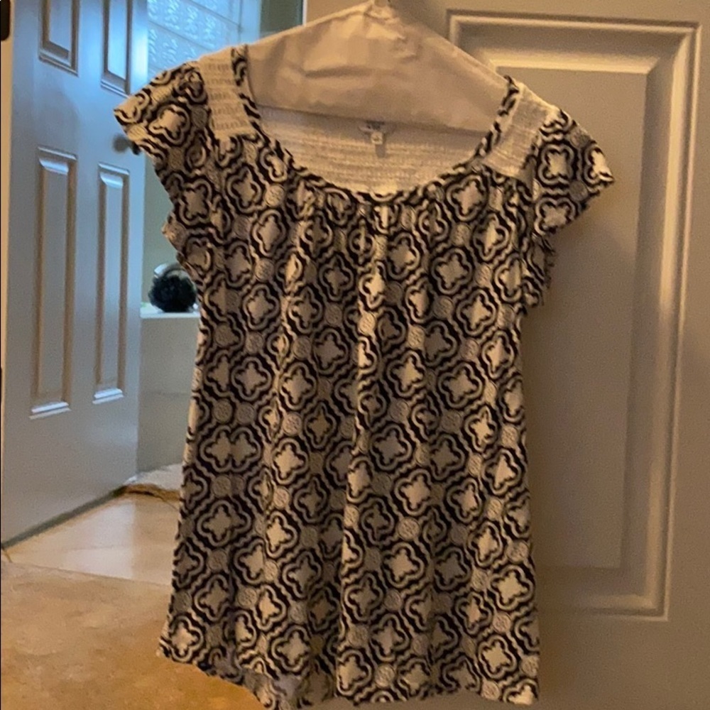 Navy and white ladies blouse.